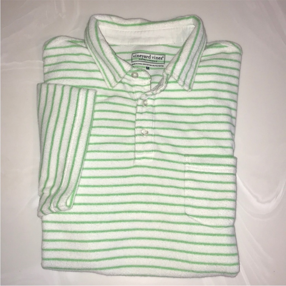 VINEYARD VINES M’s Cotton Blend Green/White Polo M